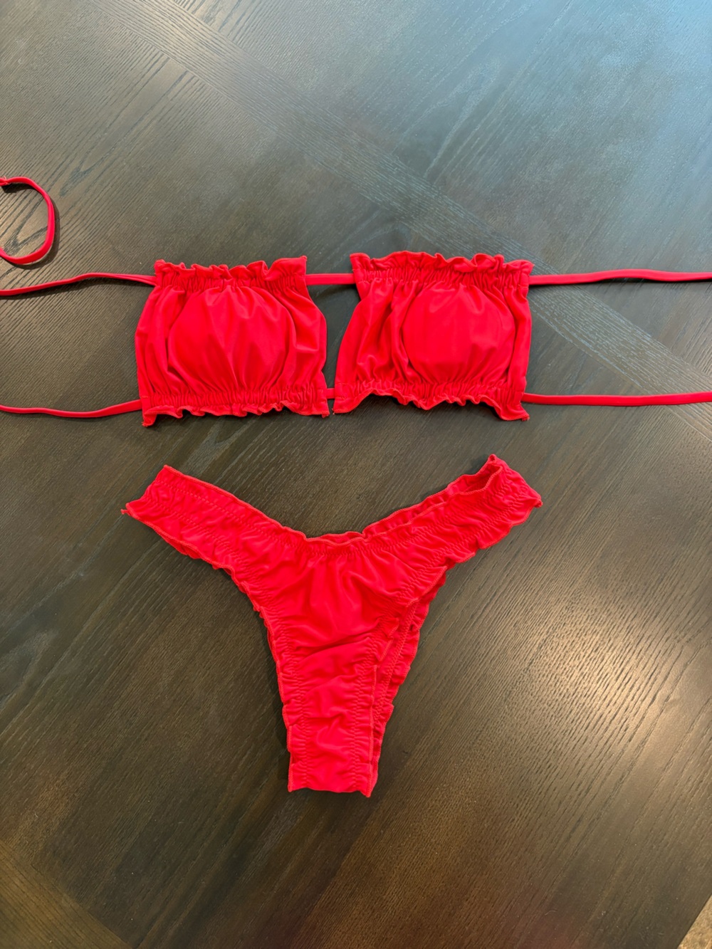 NWOT Red Ruching Bikini Two-Piece Set